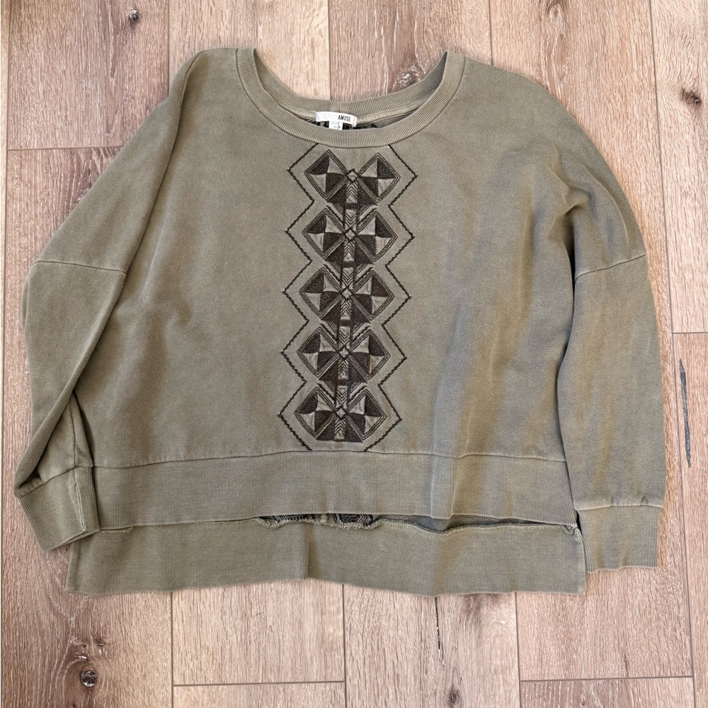Amuse Society Olive Green Crew Neck Sweater